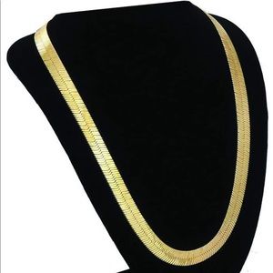 Real 18K Gold Herringbone Hip Hop Chain 7mm